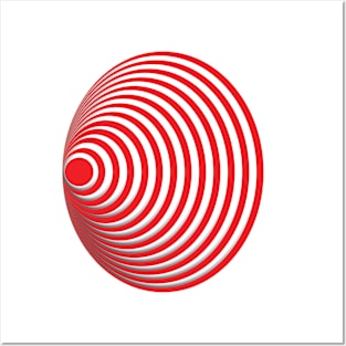 Geometric red concentric circles 3D doodle art Posters and Art